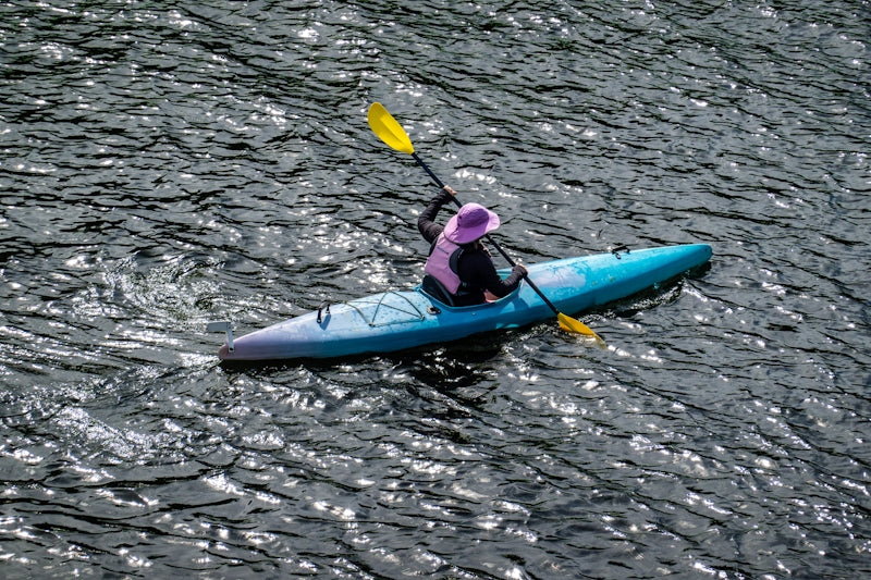 A person in a kayak on a body of water