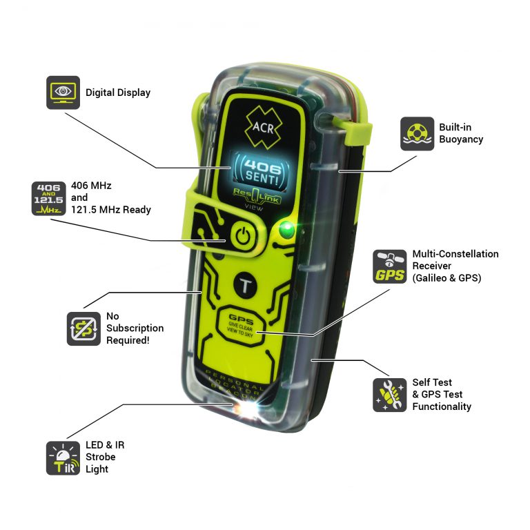 ACR Electronics ResQLink View 425 Personal Locator Beacon With Digital OLED Display - Boatyard Malaysia