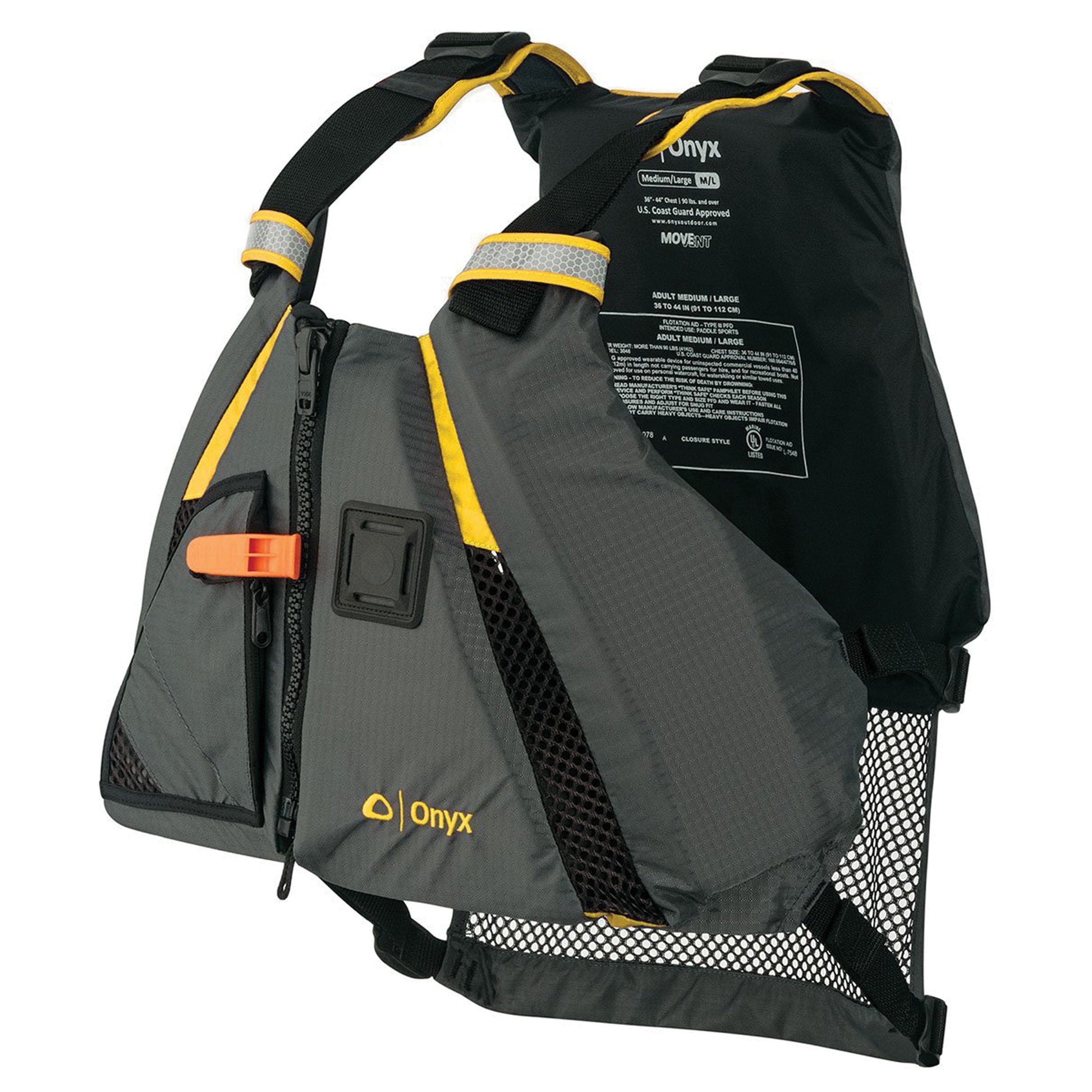 Onyx Outdoor Onyx Movevent Dynamic Paddle Sports Life Vest XL/2XL Yellow - Boatyard Malaysia